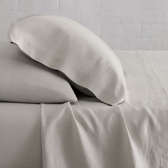 ❤️BUY 2 GET 1 FREE  West Elm European Flax Linen Sheet Set,Full,Frost Gray,$269 - Picture 2 of 15
